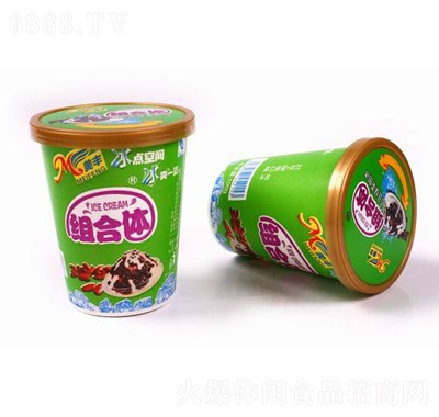 美丰组合体杯绿茶冰+红豆冰淇淋