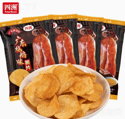 四洲广东烧鹅味薯片土豆片零食特色小吃网红零食充饥膨化休闲食品