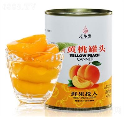 汇尔康黄桃罐头425g糖水型水果罐头食品产品图