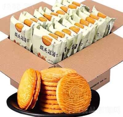 萌饱饱猴菇饼干曲奇酥性小饼干早餐零食健康食品箱装产品图