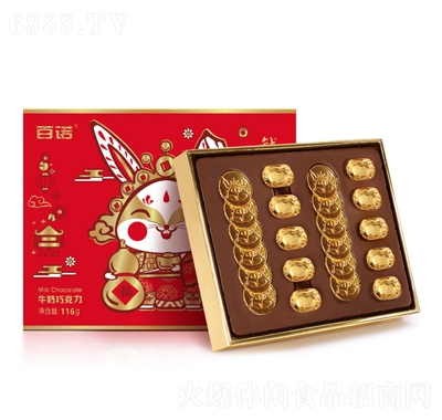 上海百诺金币金元宝牛奶巧克力夹心礼盒装产品图