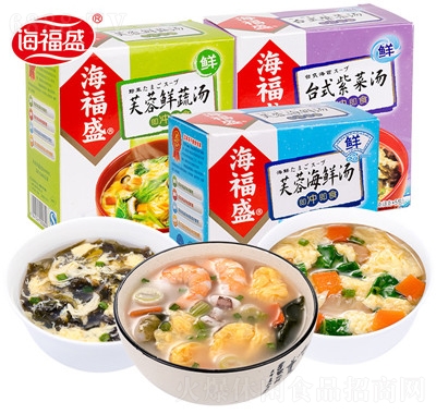 海福盛速食汤料包冲泡即食冻干盒装紫菜蛋花汤速食汤料包方便食品产品图
